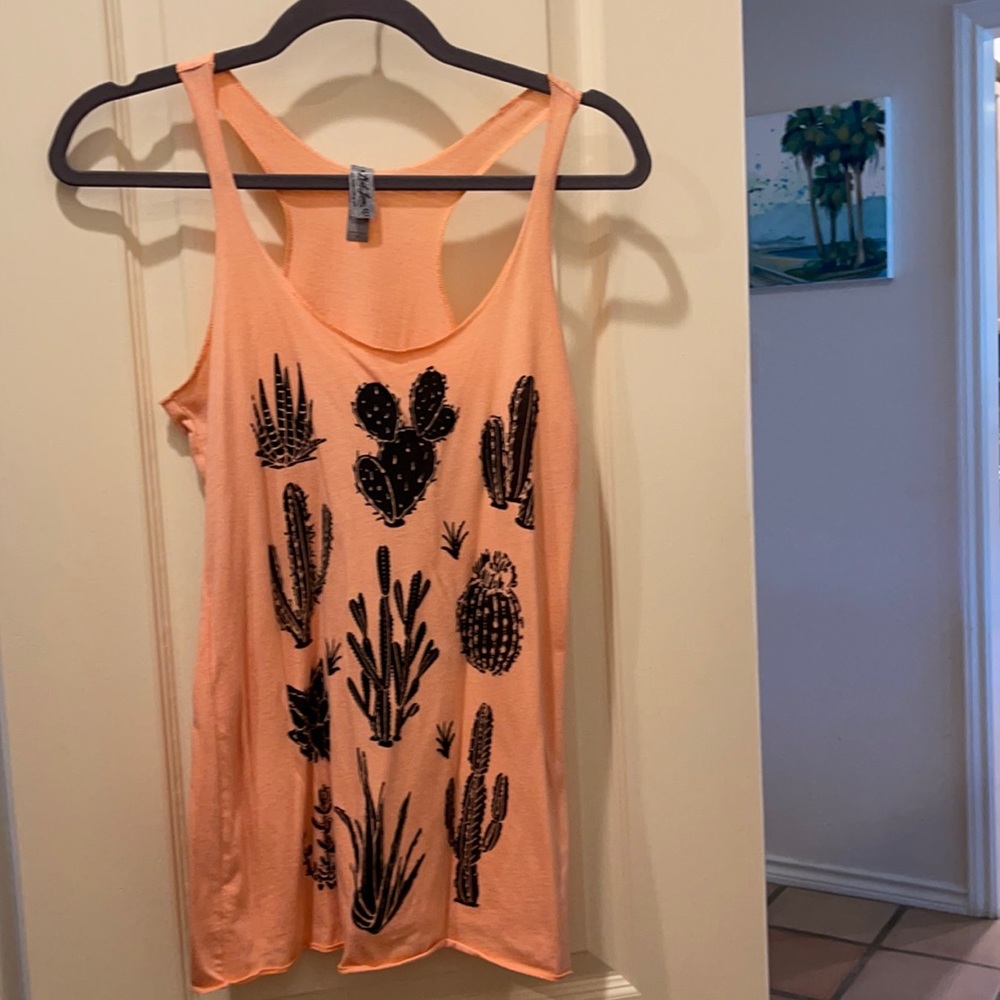 Cactus screen printed t-back tee SMALL